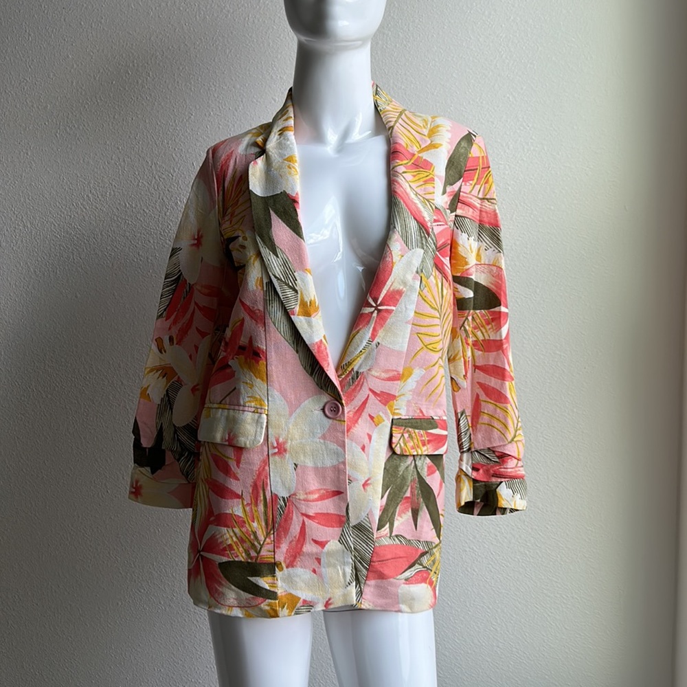 RD & KOKO LINEN COTTON BLAZER JACKET TOP SIZE XS NWT